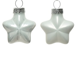 Gwiazdki szklane opakowanie 12szt białe błysk/mat (010186) 4x2x4,5cm (tuba)