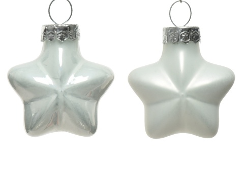 Gwiazdki szklane opakowanie 12szt białe błysk/mat (010186) 4x2x4,5cm (tuba)