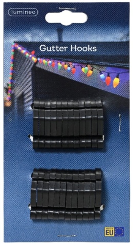 Klipsy do rynny do mocowania światełek op.24szt (487782) czarne