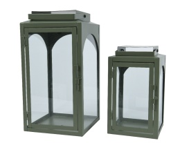 Kpl. 2 latarnie metalowe zieleń mat (390010)