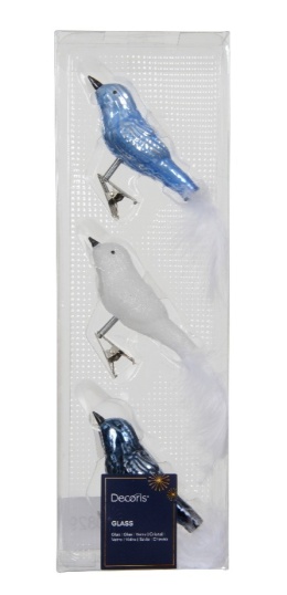 Kpl. 3 ptaszki szklane mix na klipsie (120829)