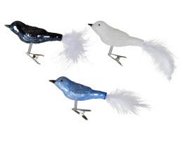 Kpl. 3 ptaszki szklane mix na klipsie (120829)