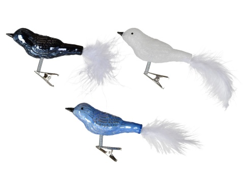 Kpl. 3 ptaszki szklane mix na klipsie (120829)