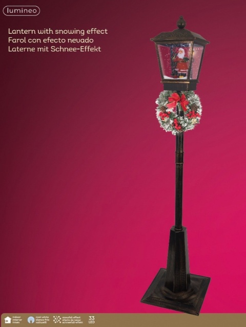 Latarnia 180cm 33LED zimny wirujący śnieg (489731) zasilacz