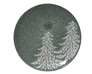 Talerzyk ceramiczny 20cm zielony z białymi choinkami (604060)