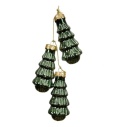 Zawieszka 3 choinki szklane zielone na sznureczku (068275)