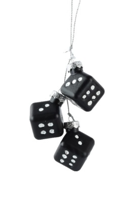Zawieszka 3 kostki do gry szklane czarne (129601)