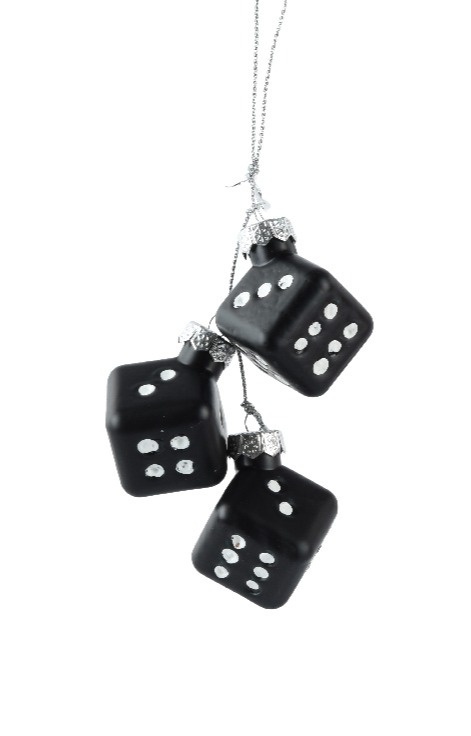 Zawieszka 3 kostki do gry szklane czarne (129601)