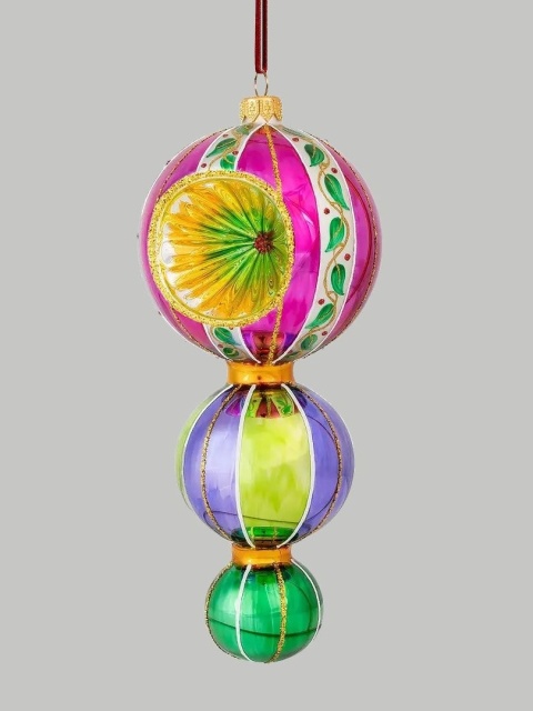 Bombka Huras: Wisior 3 kule, różowy (MB11C)