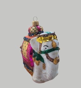 Bombka formowa: Słoń indyjski biały z kamieniami (363) SE