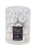Glass baubles 25mm glossy/matt silver mix (502645)