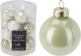 Bombki szklane 25mm zielono/biały opal (502652)
