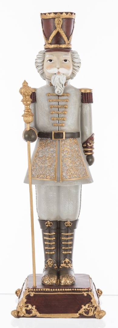 Dziadek do orzechów 42cm szary na podstawie poliresing (156496)