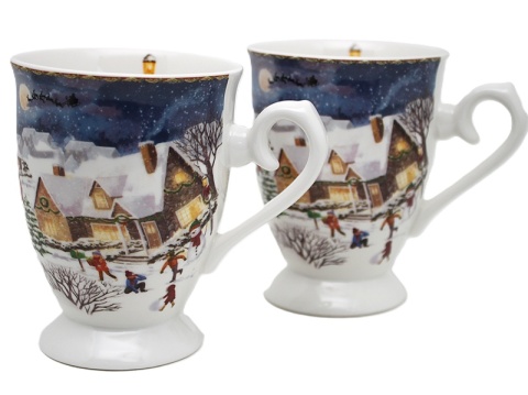 Set of 2 ceramic mugs "Christmas Village" (PG-19796) in a decorative box