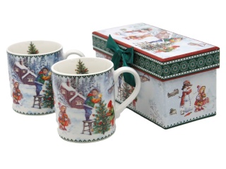 Set of 2 ceramic mugs "Christmas time" (PG-19383) in a decorative box