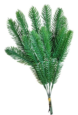 Kpl 6 gałązek zielonych PE pik-5 (CV32193) h:30x8cm