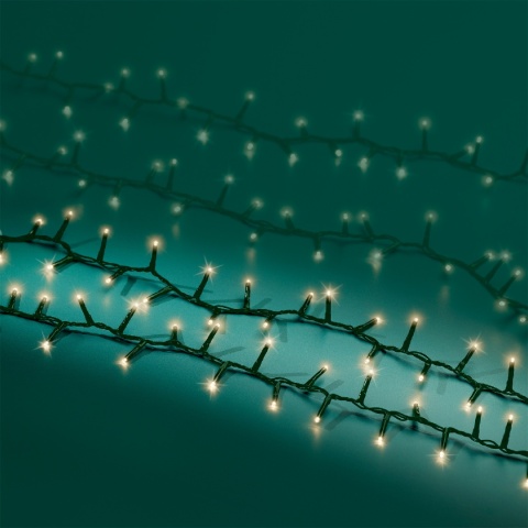 Lampki 600LED ciepłe efekt przygasania 18m timer (495892) ciemny kabel
