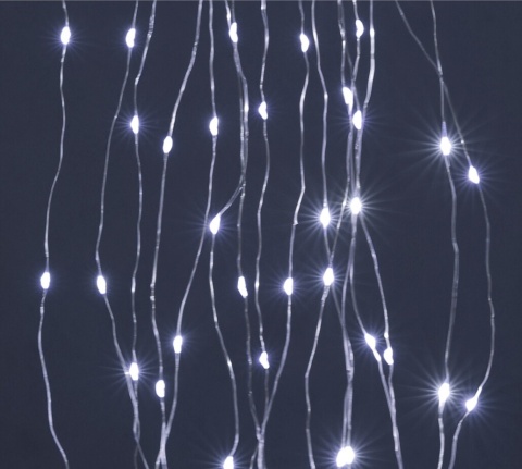 Lampki na druciku 80LED wiązka 10*75cm zimna bat.3xAA (AX9730210)