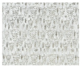 Materiał dekoracyjny ecru len złote choinki 35x200cm (463453)