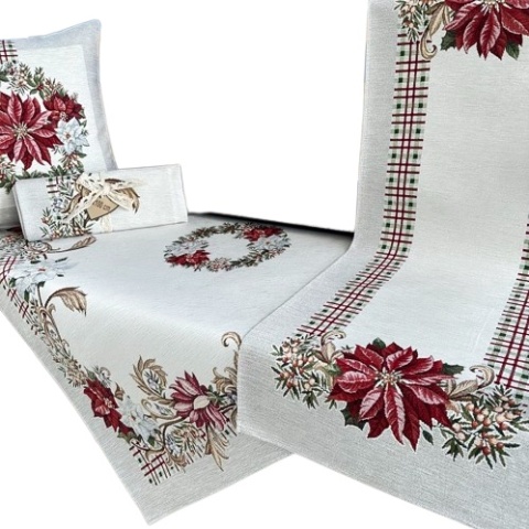 Obrus gobelin Chenille 140x220cm GWIAZDA BETLEJEMSKA (TX0010-1272)