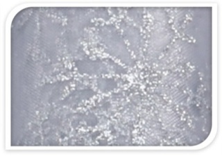 Organza biało/srebrna śnieżynka srebrny brokat (513441)