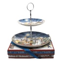 Two-tier ceramic platter "Christmas village" (PG-19871) in a decorative box