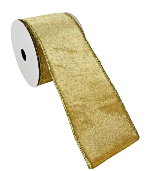 Ribbon on a spool, velvet, antique gold (RF0541)
