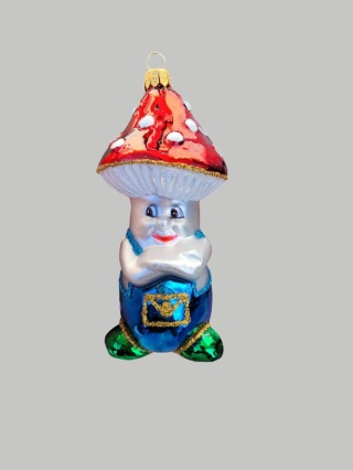 Bombka formowa: Grzybek muchomor w ogrodniczkach (256) SZ