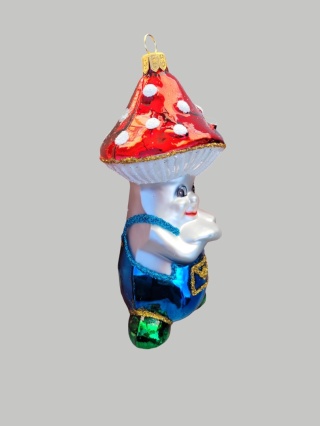 Bombka formowa: Grzybek muchomor w ogrodniczkach (256) SZ
