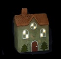 Ceramic house retro green LED (POR10734)