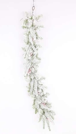 Snow-covered garland 105cm red fruits (CV37255)
