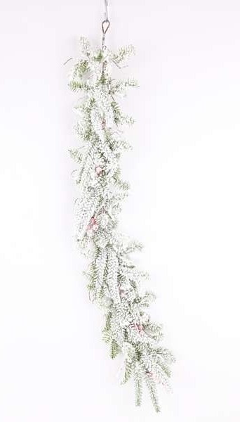 Snow-covered garland 105cm red fruits (CV37255)