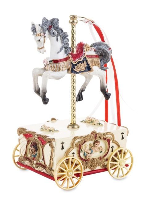 Carousel horse 20cm music box, polyresin (146570)
