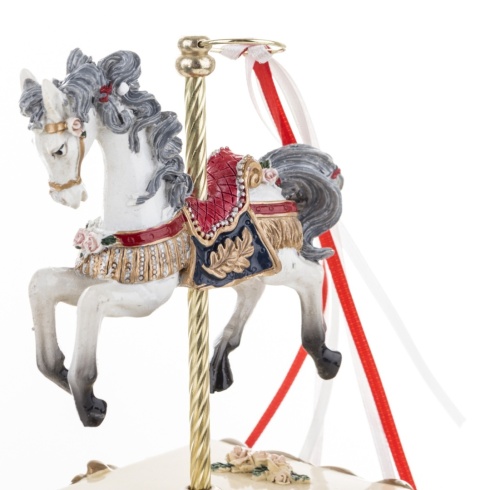 Carousel horse 20cm music box, polyresin (146570)