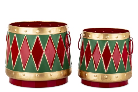 Kpl. 2 osłonki metalowe czerwono zielone romby (181444)