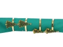 Set of 4 gold metal napkin rings with Christmas tree, diameter 35mm (TG77919)