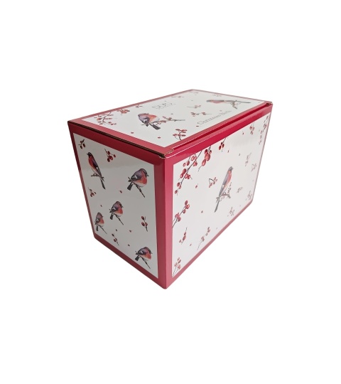 Kubek porcelana 460ml z metalowym zaparzaczem Christmas Birds ozdobne pudełko