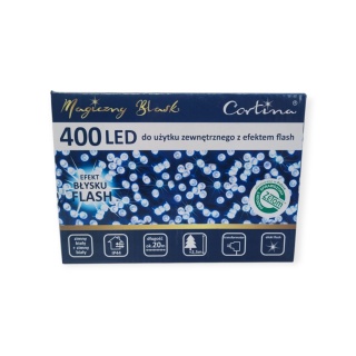 LED lamps 400L transformer cold + cold flesh 20m decoration (2/20/FLE/CW+WW) green cable inside/outside