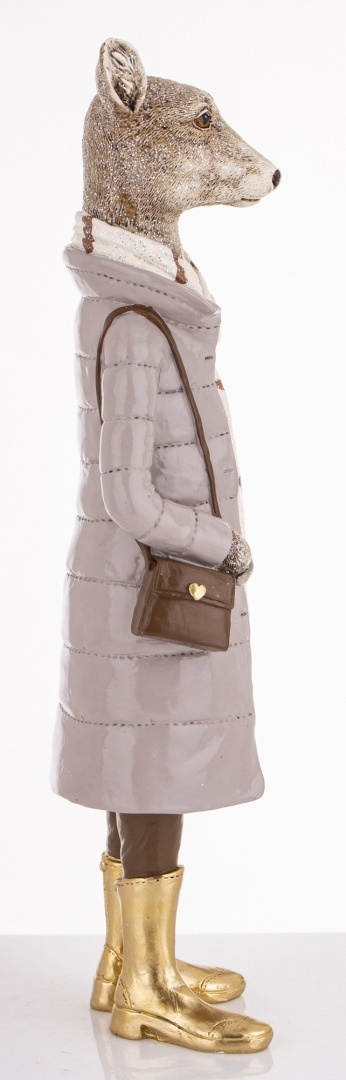 Pani renifer 36cm w płaszczu z torebką poliresing (181048)