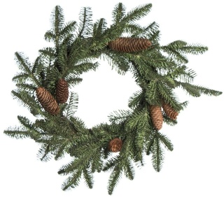 Wianek 50cm PE zielony z igliwia z szyszkami (OZB07278)