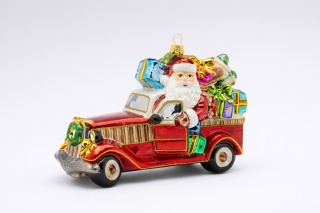 Huras Bauble: Santa Claus with presents in a car (HF525CL) foundation