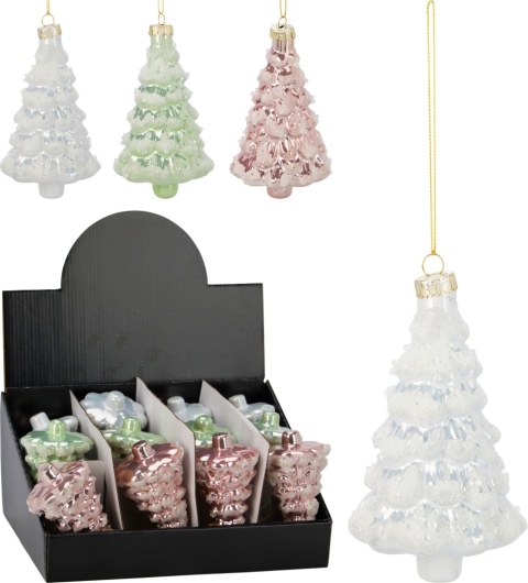 Bombka choinka szklana 12cm seledynowa (518343)