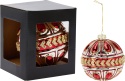Glass bauble 10cm embossed red with zircons (523401)