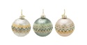 Glass bauble 8cm matte cappuccino glitter pattern (523381)