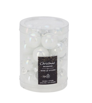 Glass baubles 2.5cm white opalescent "mermaid"(502650)
