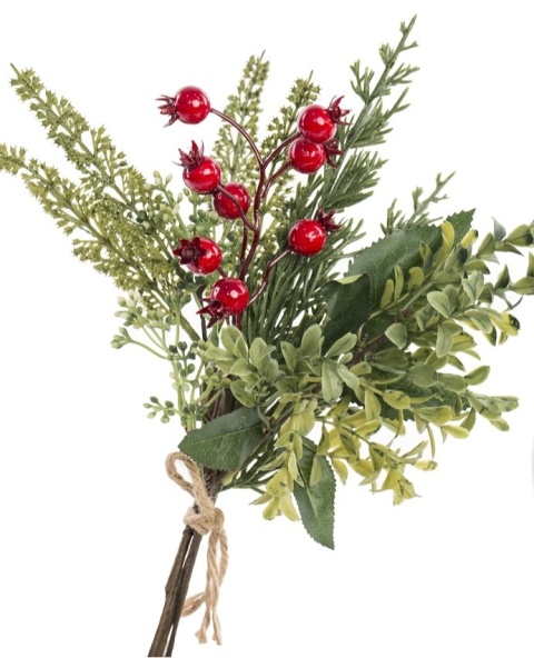 Bukiet mix gałązek z czerwonymi owocami dł. 30cm (OZB07304)