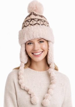 Beige alpine hat with braids (600150599)