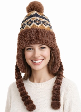Chocolate Alpine Hat with Braids (600150599)