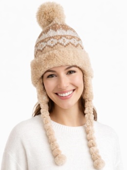 Caramel alpine hat with braids (600150599)