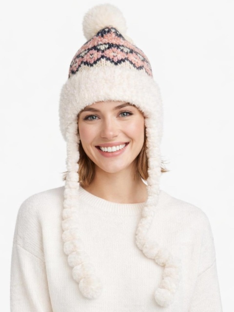 Czapka alpejska różowa z warkoczami (600150599)